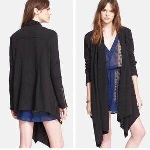 Free People In The Loop Cotton Flowing Waterfall Hooded Cardigan w Pockets